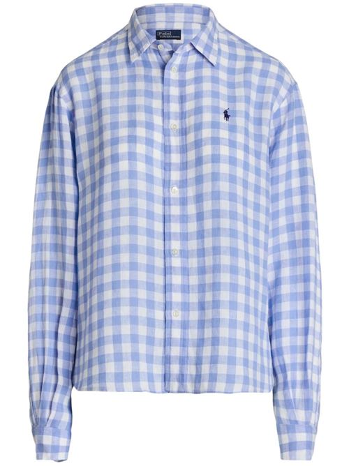 blue/white linen gingham check print signature Polo Ralph Lauren | 211935130001